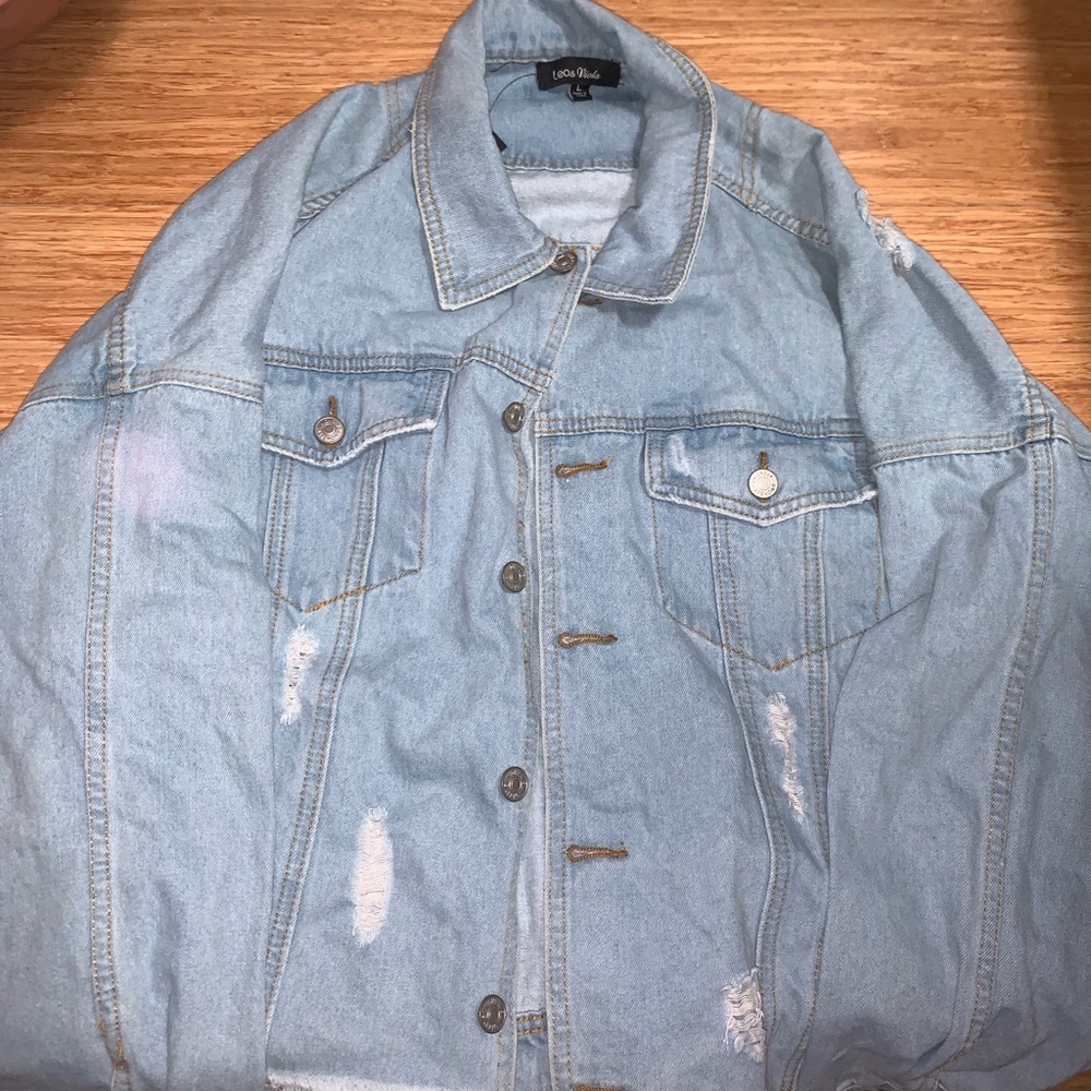 distressed cropped denim jacket